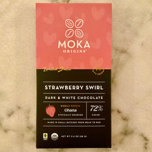 Load image into Gallery viewer, Moka Origina Strawberry Swirl Dark &amp; White Chocolate Bar