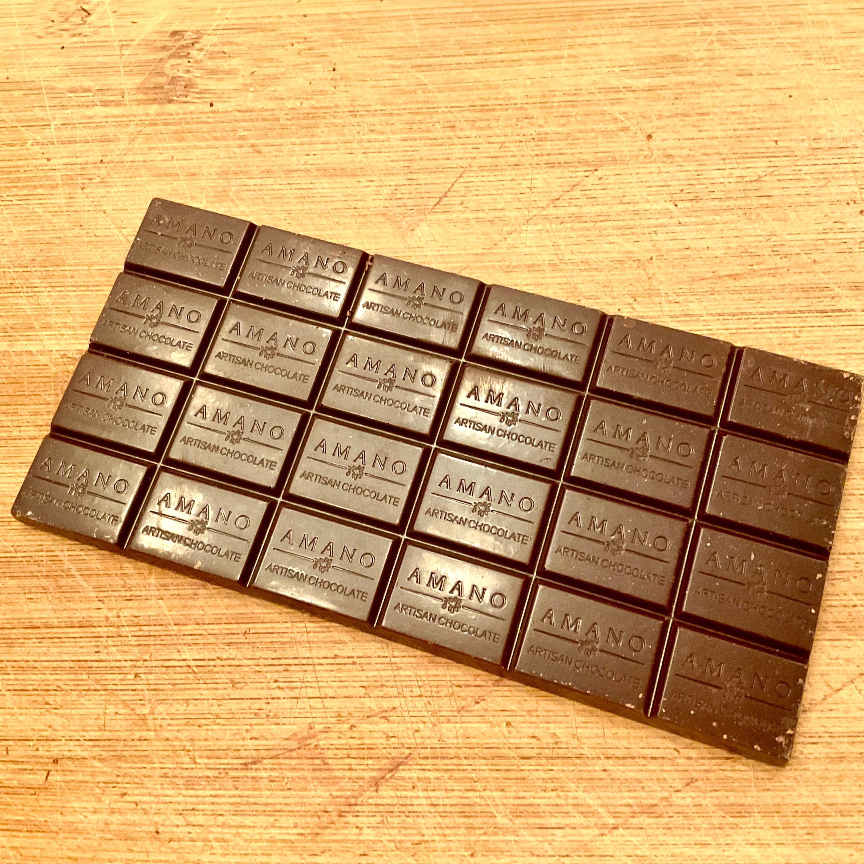 Amano Dark Chocolate Bar Unwrapped