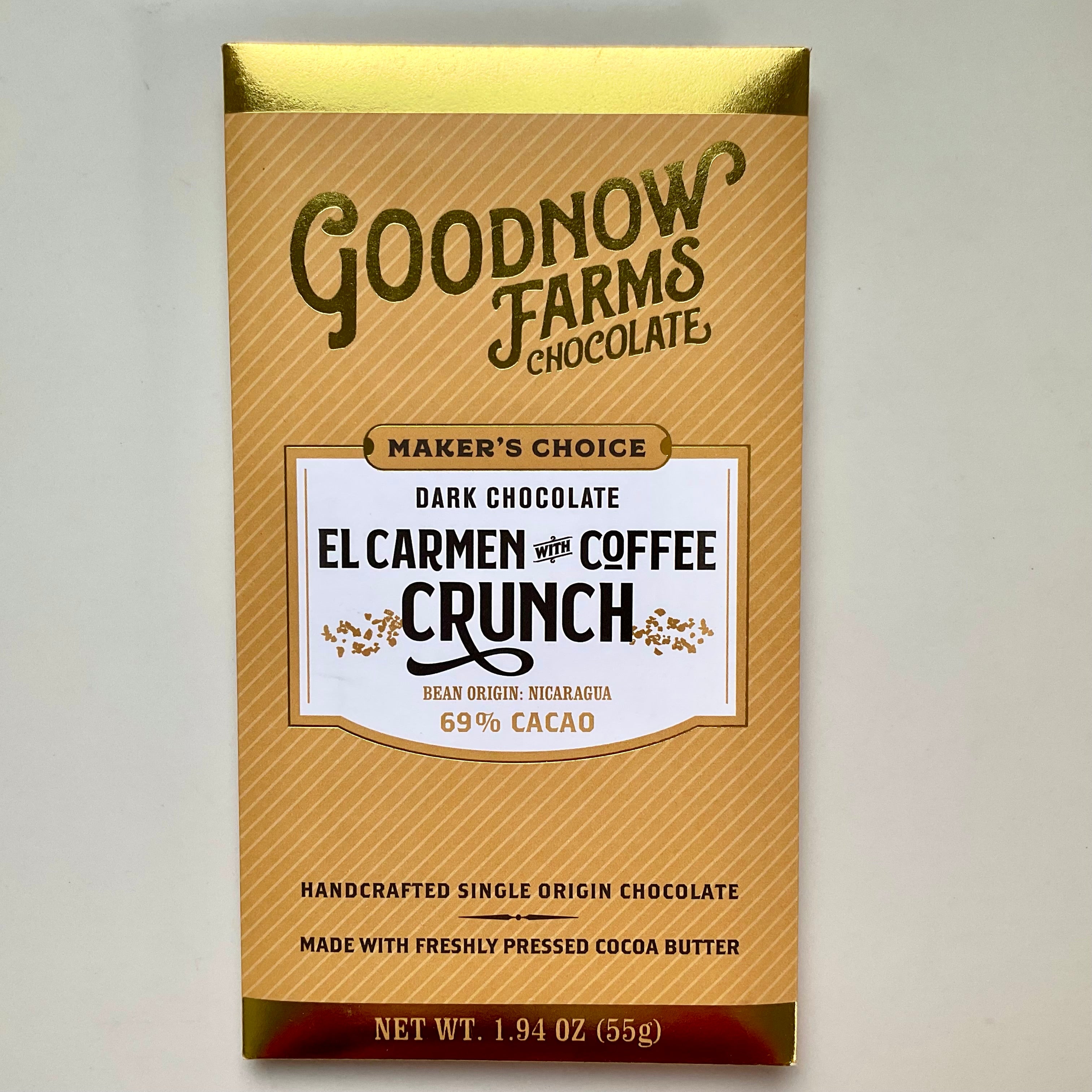 Goodnow Farms El Carmen with Coffee Crunch 69% Dark Chocolate Bar