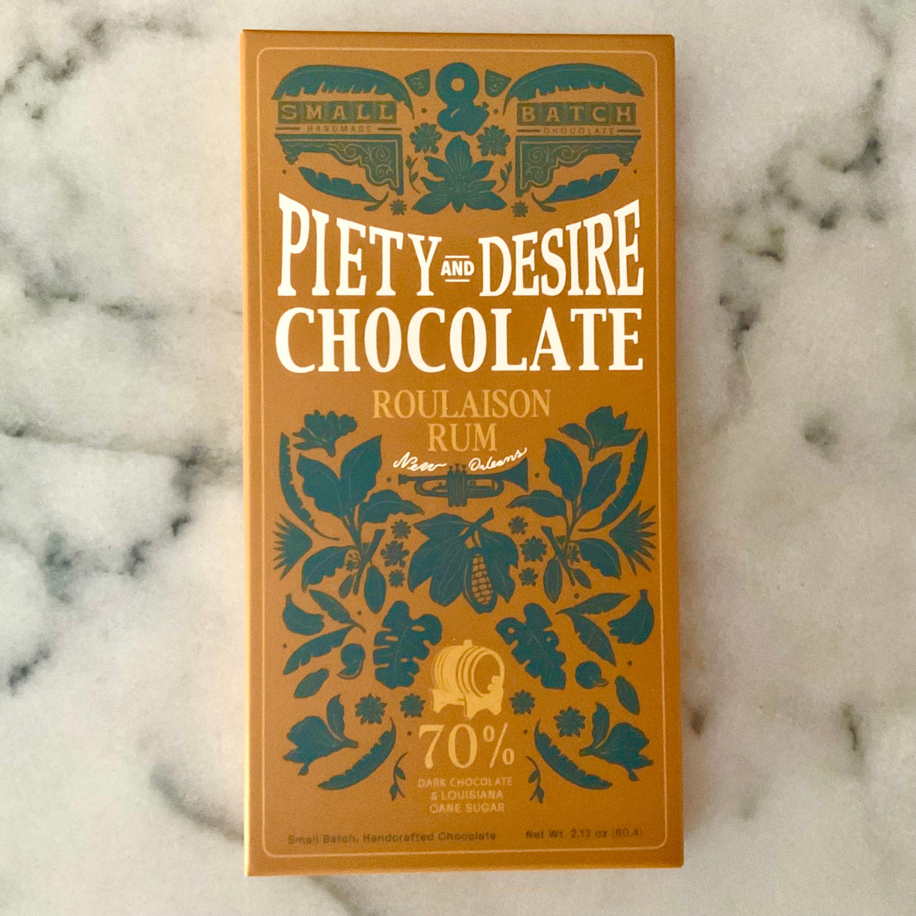 Piety & Desire Roulaison Rum Dark Chocolate Bar - Barometer Chocolate