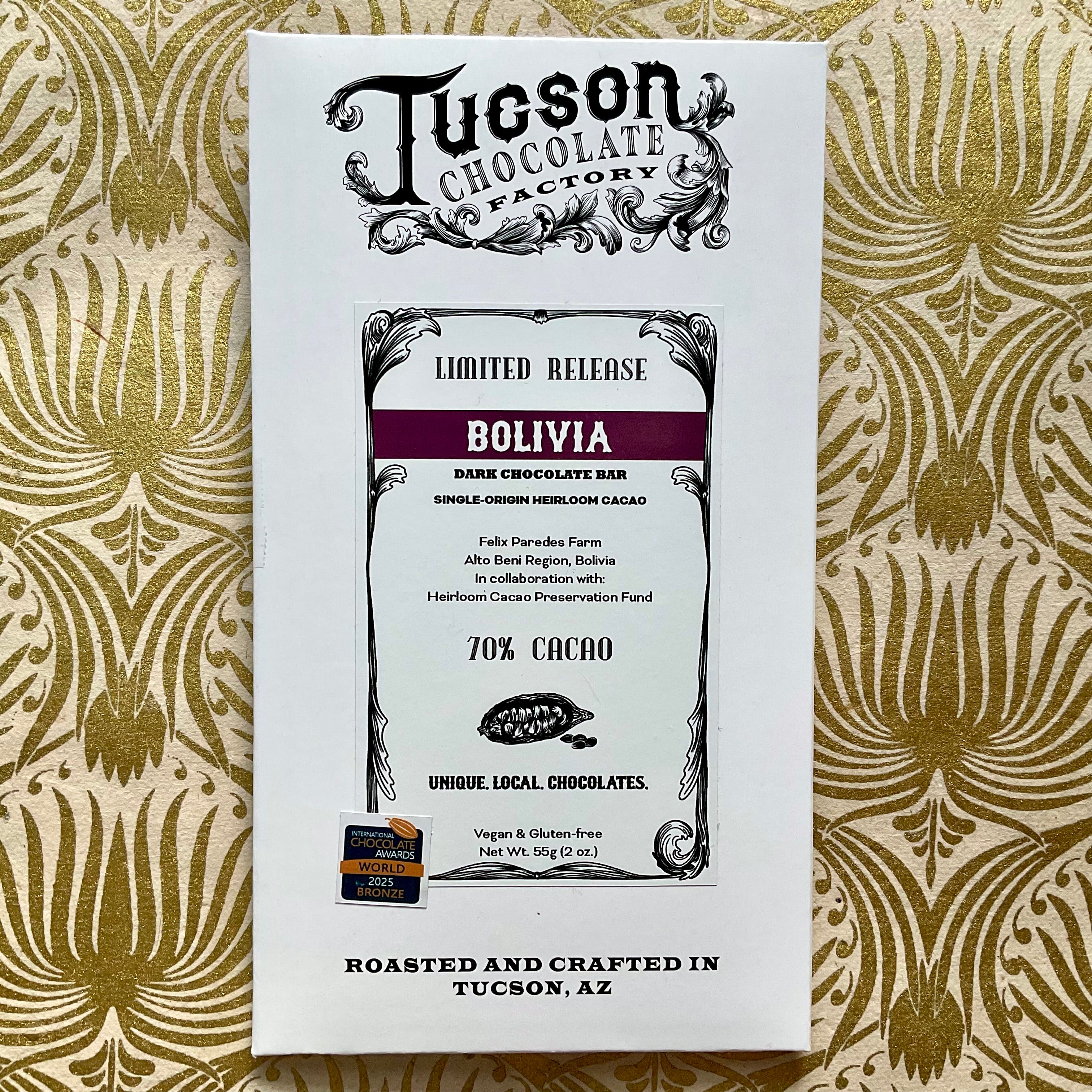 Tucson Chocolate Factory Bolivia 70% Dark Chocolate Bar