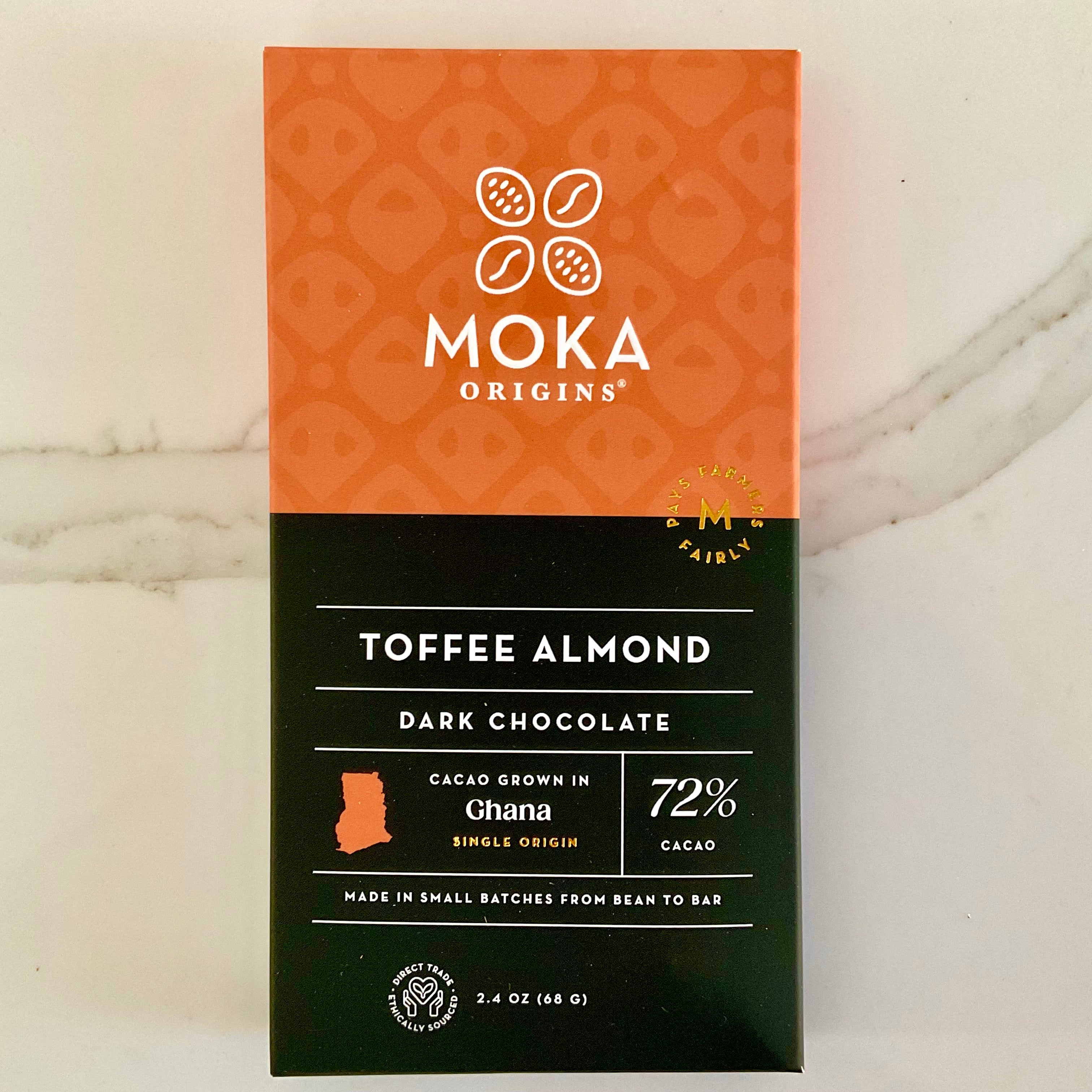 Moka Origins Toffee Almond Dark Chocolate Bar