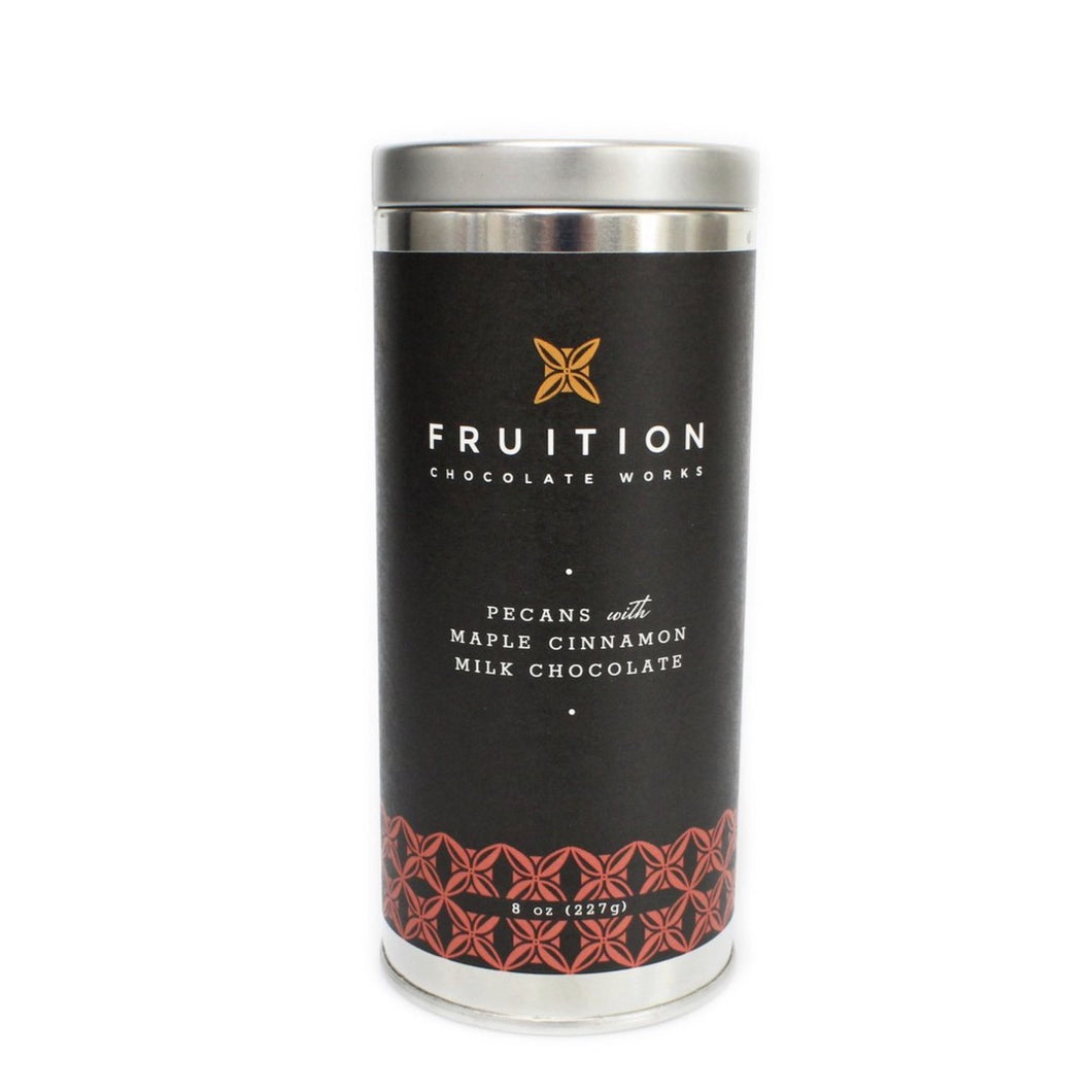 Fruition Pecans with Maple Cinnamon Milk Chocolate in a Tin