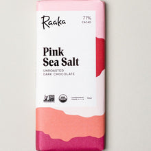 Load image into Gallery viewer, Raaka Pink Sea Salt Unroasted Dark Chocolate Bar - Barometer Chocolate